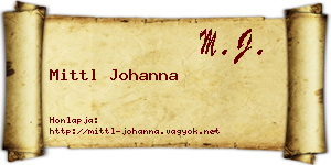 Mittl Johanna névjegykártya